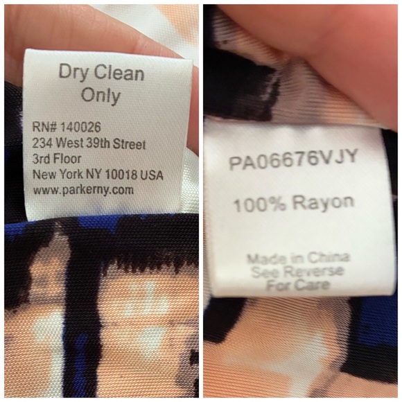 Parker Blouson Catalina Dress Stretch Drape Faux Wrap Watercolor Dolman Sleeve S - Picture 12 of 16